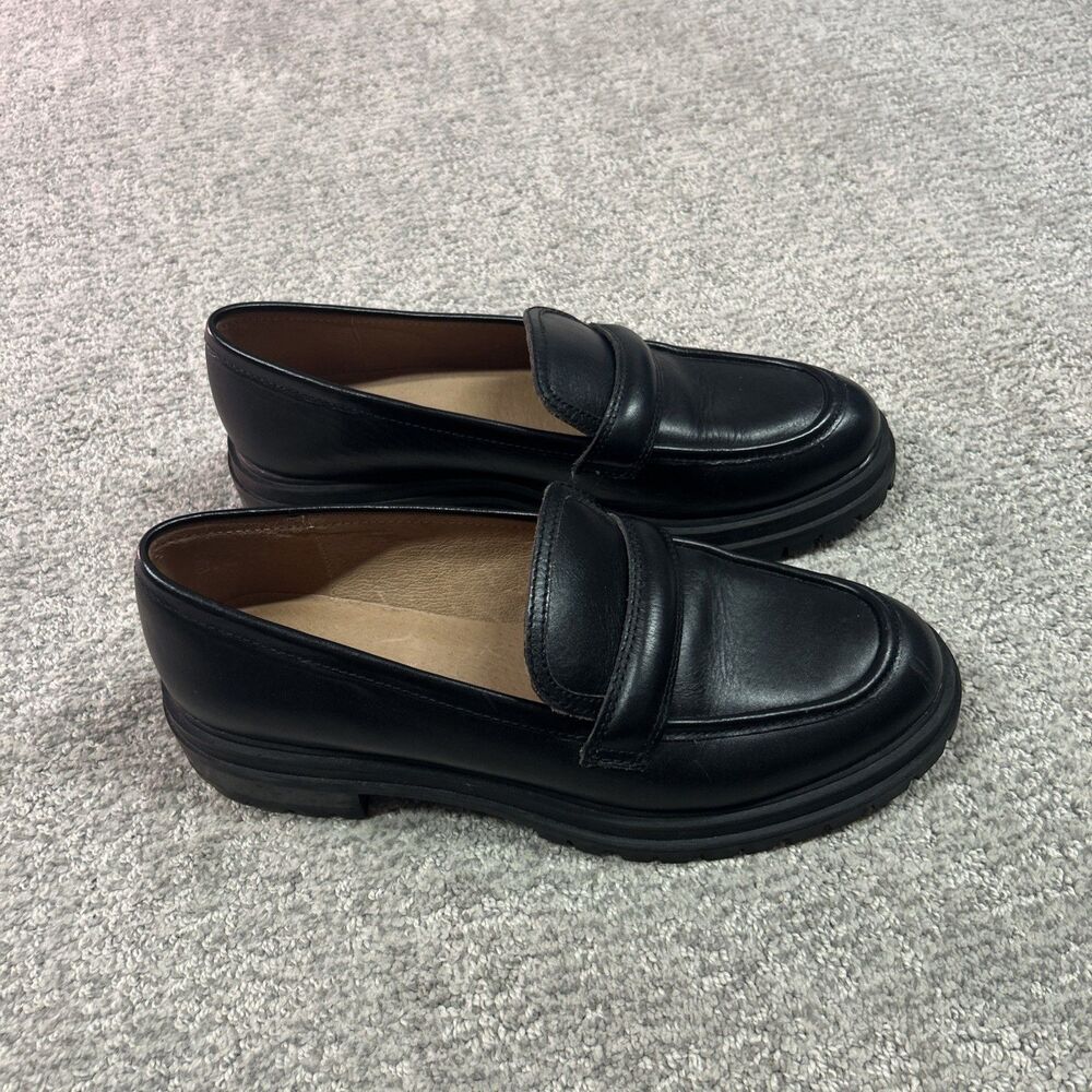 Madewell The Bradley Lugsole Black Leather Loafer Black 9.5 Chunky Preppy Y2K